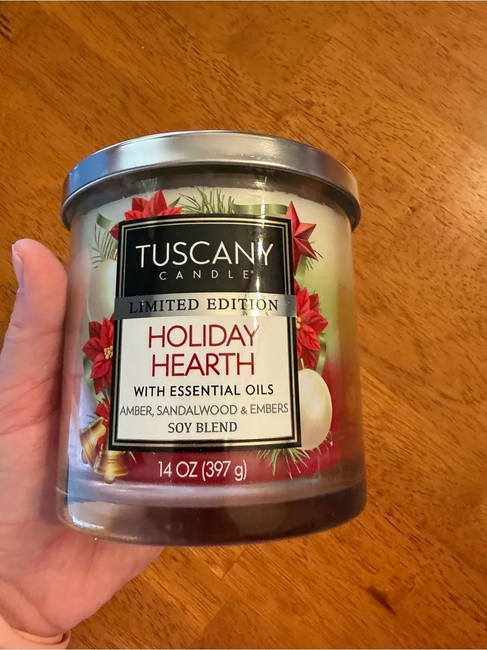 Tuscany Candle Limited Edition Holiday Hearth Glass 3 wick 14 oz Candle